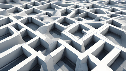 3D renderings of abstract civil engineering designs made up of lines and planes.