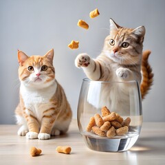 cats waiting happily for treats