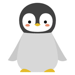 Clipart of cute baby Emperor penguin in flat cartoon style.