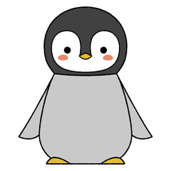Clipart of cute baby Emperor penguin in flat cartoon style.