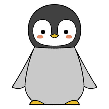 recommend clip art: Clipart of cute baby Emperor penguin in flat cartoon style.