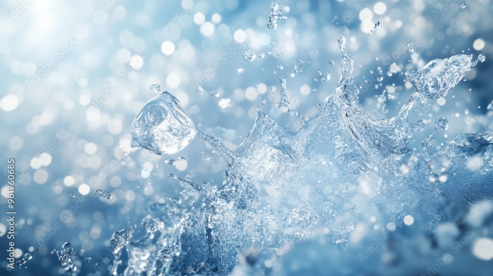 Poster abstract water splash with bokeh background