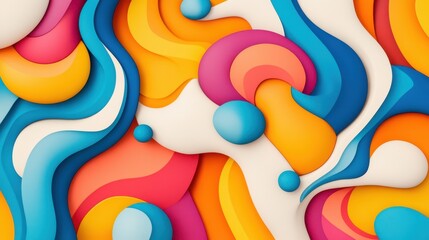Vibrant Curving Shapes Creating Visually Stunning Abstract Geometric Composition