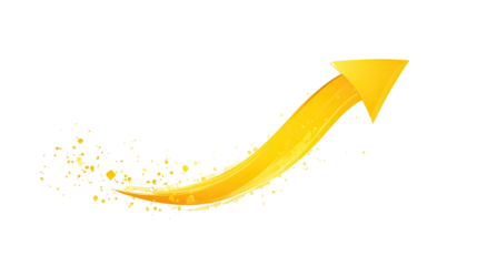 curved graph arrow on white transparent background