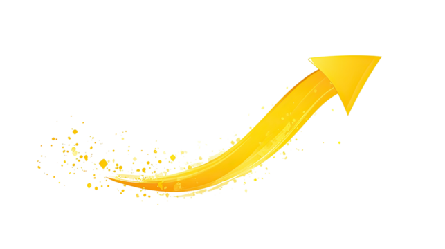 curved graph arrow on white transparent background