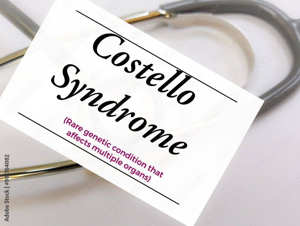 Poster Costello syndrome, also called faciocutaneoskeletal syndrome or FCS syndrome. a rare genetic disorder. Medical conceptual image.