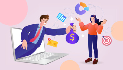 person working on laptop, currency exchange, financial concept.