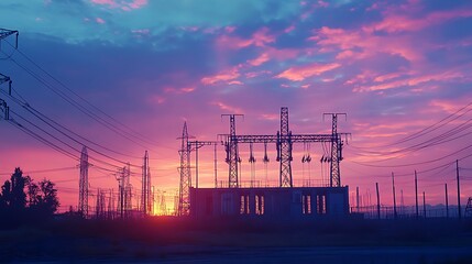 Power Lines at Sunset