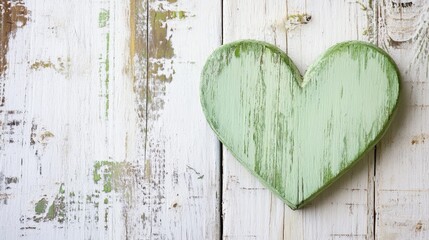 Rustic Wooden Heart on Distressed White Background