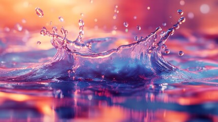 Water Droplet Splash with Colorful Background