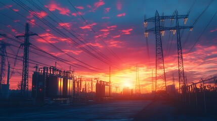 Power Lines at Sunset