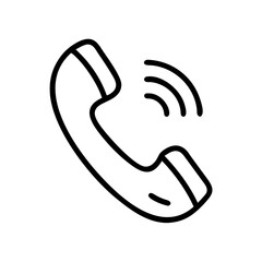 Fototapeta premium Ringing phone handset icon in black outline, telephone communication concept