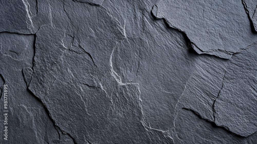 Poster Close-up shot of a dark grey slate stone surface with visible texture.