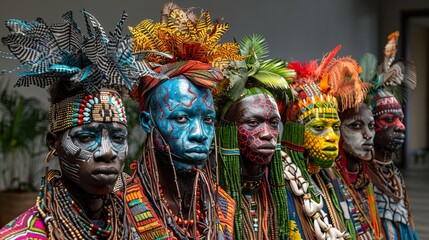 Vibrant Portraits of African Tribesmen in Traditional Attire