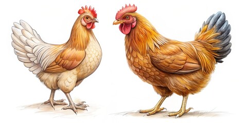 A simple, step-by-step illustration demonstrating how to draw a chicken with easy-to-follow instructions