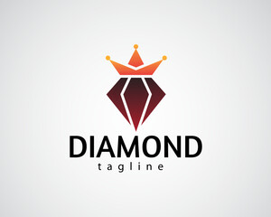 creative red diamond with a crown on top