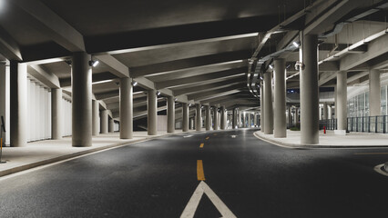 Modern Architectural Design of an Underpass with Concrete Pillars