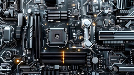 Fototapeta premium hand drawn sketch of motherboard.