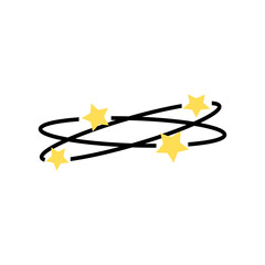 Dizzy stars icon. Healthcare, anxiety, stress, headache, disease, symptom, illness, health problem concepts. Flat vector design isolated illustration.