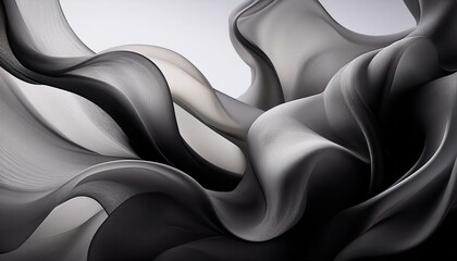 Obraz premium Abstract black and white waves with smooth, flowing lines and subtle textures, creating a fluid and elegant visual effect.