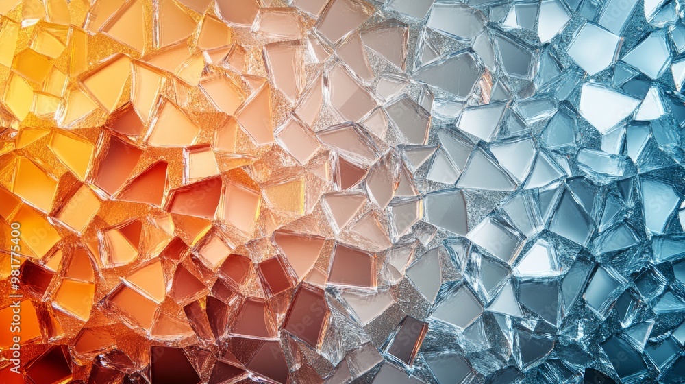 Poster abstract macro view of a crystal with warm and cool tones