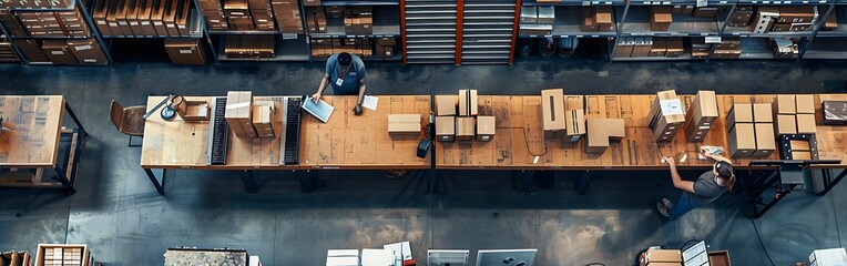 sorting boxes in a post office.