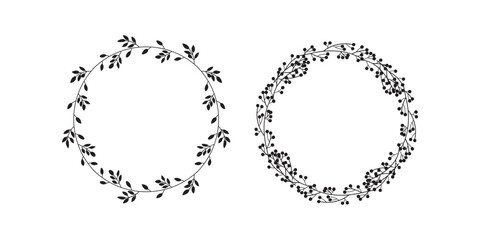 wreaths and branches with leaves. Hand drawing laurel wreaths and branches collection. Laurels wreaths, swirls, twigs and flower ornaments. Herbs, flowers and plants elements. vector .