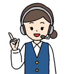 コールセンターの女性がガッツポーズしている