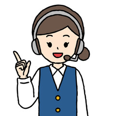 コールセンターの女性がガッツポーズしている