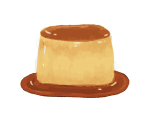 Caramel pudding and basque cheesecake watercolor