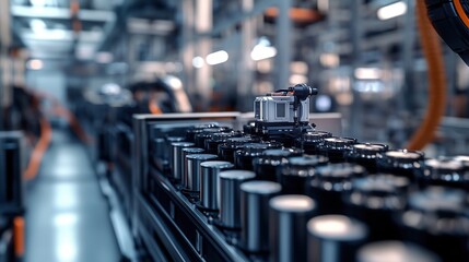 Fototapeta premium Advanced Battery Production Line in a High-Tech Factory
