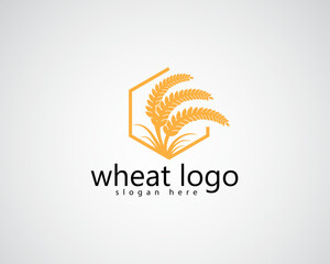 creative three wheat sticks out inside a hexagon logo