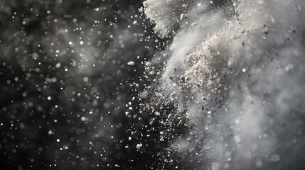 Obraz premium Dust explosion of gray particles.