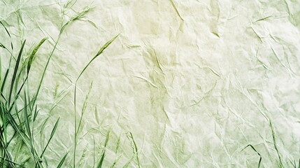 Fototapeta premium Green grass stems on a textured, light green background.