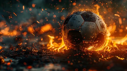 Soccer ball on a fire.