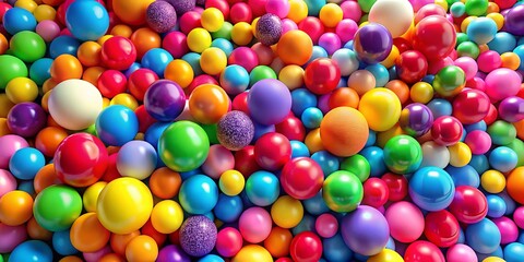 Obraz premium Colorful spheres in diverse shapes and sizes are strewn about, radiating joy and energy on a vibrant canvas