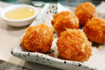 Deep Fried Shrimp Cakes with Sweet Sauce.