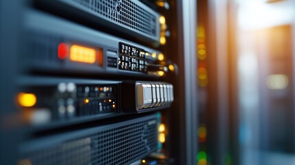 High-performance cloud computing server closeup for it infrastructure