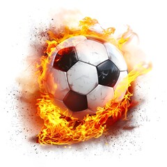 Fototapeta premium Soccer ball on a fire whit white background.