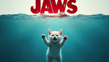 kitten lovers and fans of the original Jaws movie parodic poster