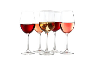 PNG, glasses with wine drink, isolated on white background.