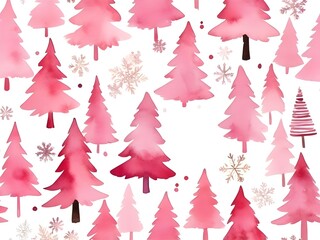 Obraz premium abstract pastel Merry Christmas Pink Christmas Tree Isolated on white Background. Cute Hand Drawn Christmas Wishes