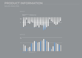 Dynamic process data charts in color. Finance elements charts.