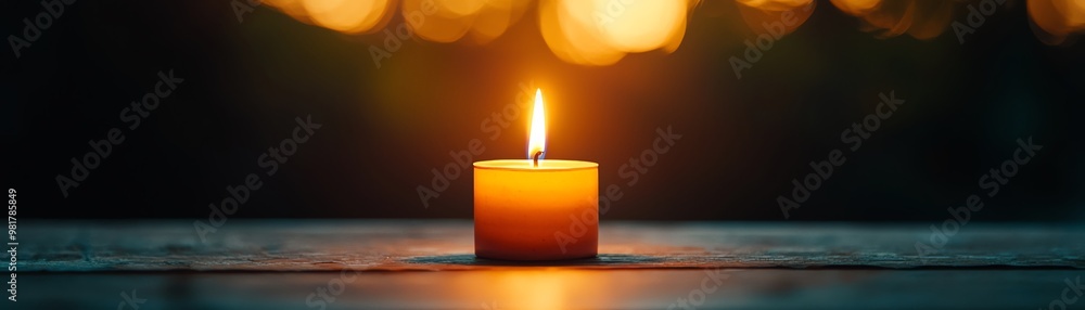 Aufkleber a serene candle glowing softly in a dimly lit environment, creating a warm and inviting atmosphere f