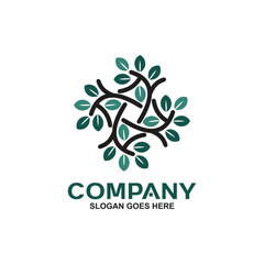 Tree and green leaves logo vector