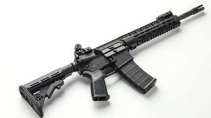 A gun on a wooden surface.