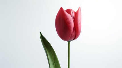 Red tulip flower isolated on white background.