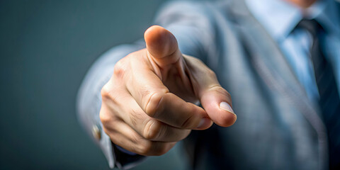 Close-up of a pointed finger accusing the viewer, finger, hand, gesture, accusation, close-up, pointing, direct