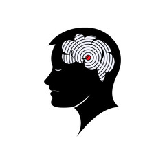 Headache Icon. Head Pain Stroke, Migraine Symbol - Vector. 