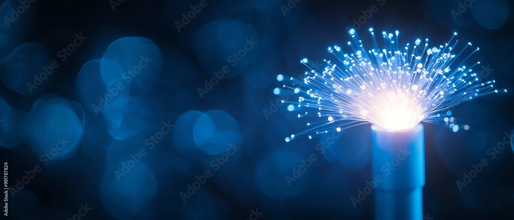 Poster a vibrant display of blue light sparks emanating from a tube, creating a captivating and energetic v